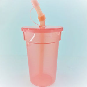 Plastic Cups with Straw S-00075