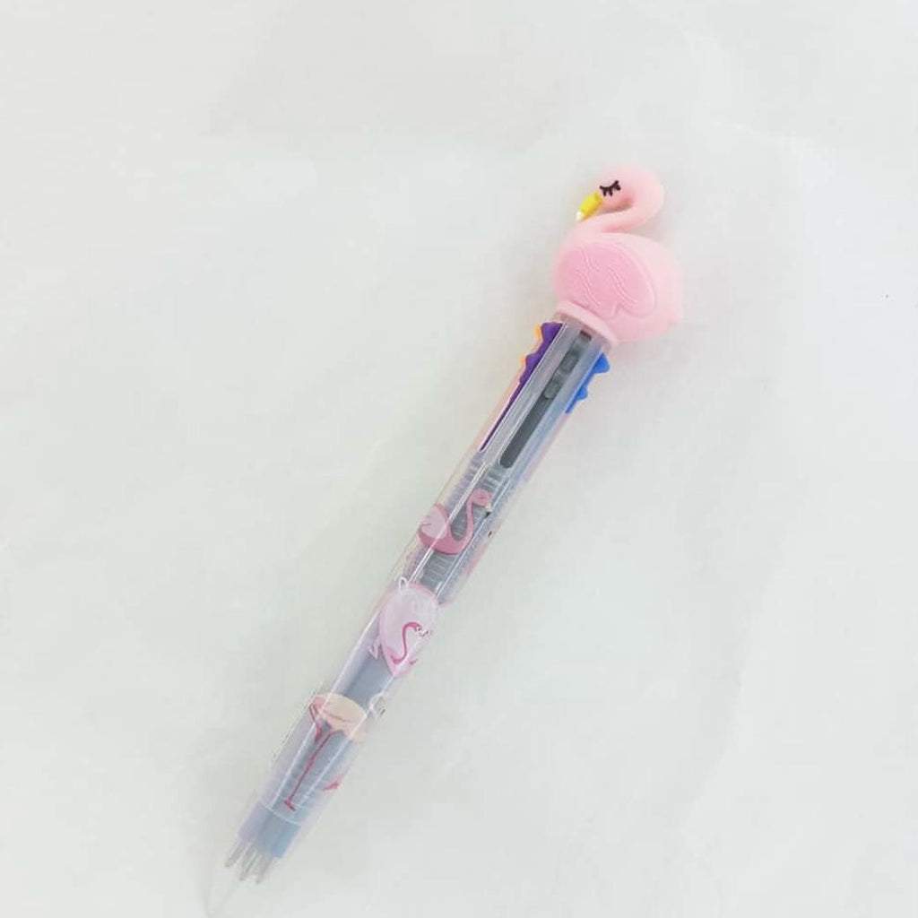 Multicolor ink pen Flamingo Shape on top