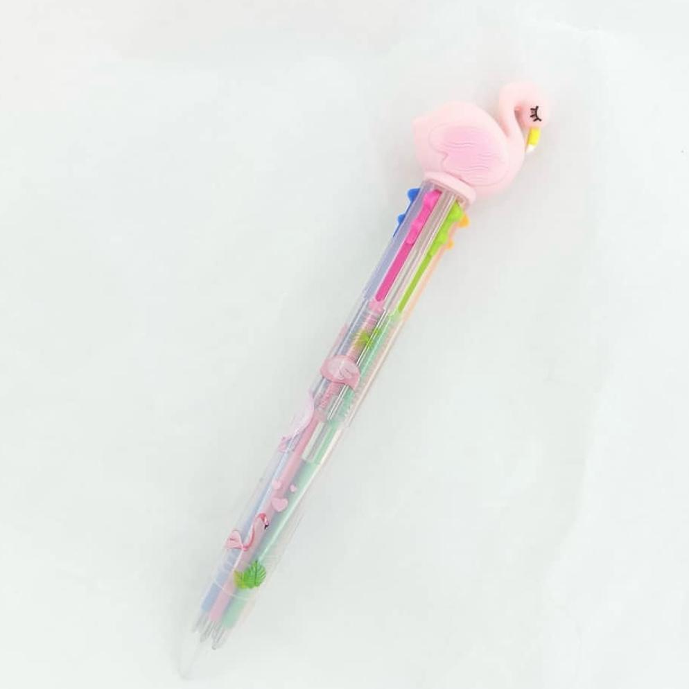 Multicolor ink pen Flamingo Shape on top