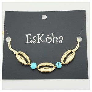 Eskoha Bracelet Shell Collection/Anklet - WHITE GOLD/TURQUOISE