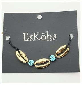 Eskoha Bracelet Shell Collection/Anklet - BLACK GOLD/TURQUOISE