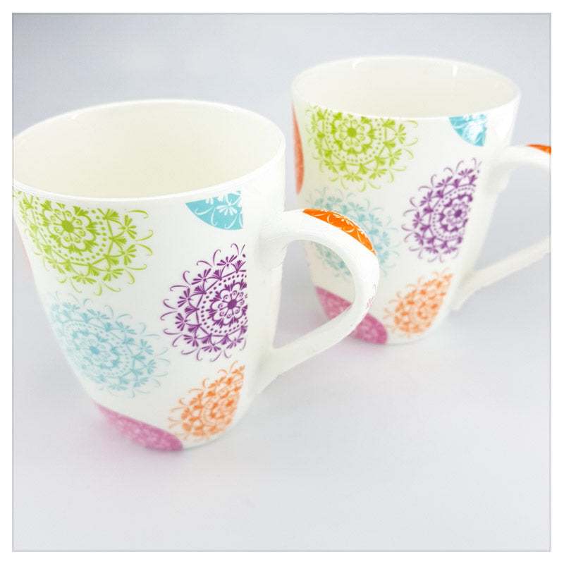 CERAMIC MUG DENTELLE PATTERN DESIGNED MUG (Pack: 2 Mugs)