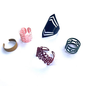 Geometrical Design Rings Set of 5 pcs