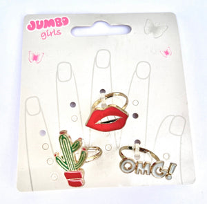 Cactus OMG Lips Ring Set of 3 pcs