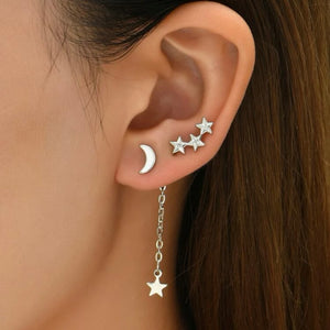 Star & Moon Earrings- Set of 4 pcs