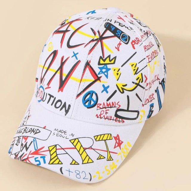 White Graphics Hat Unisex