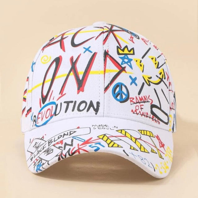 White Graphics Hat Unisex