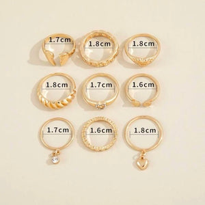 Rhinestone Rings- Set of 9 pcs