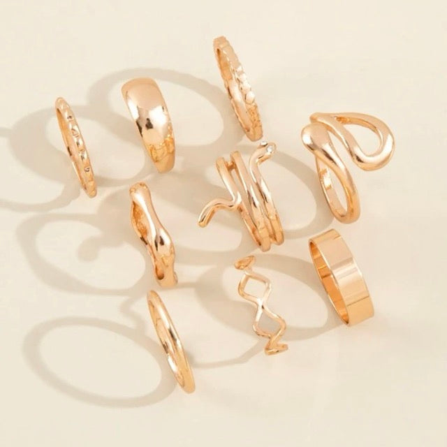 Snake Design Rings- Set of 9 pcs