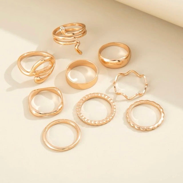 Snake Design Rings- Set of 9 pcs