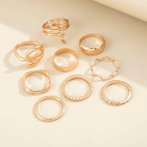 Snake Design Rings- Set of 9 pcs