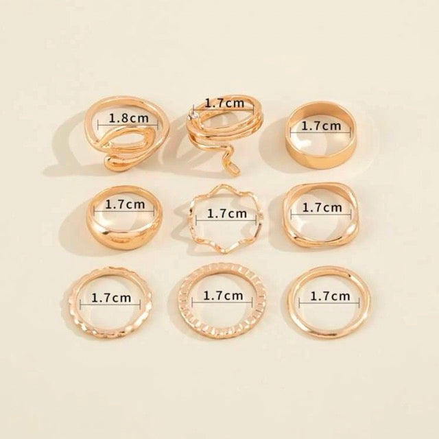 Snake Design Rings- Set of 9 pcs