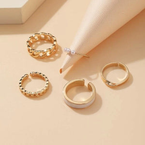 Pearl & Ivory Rings- Set of 5 pcs