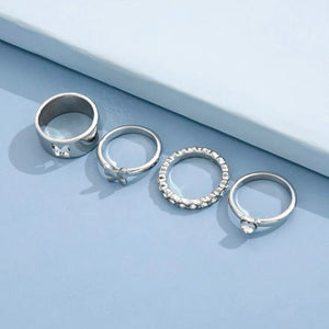 Butterfly Silver Rings- Set of 4 pcs