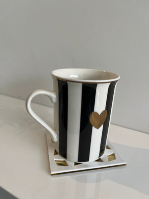 Gold Heart Striped Mug