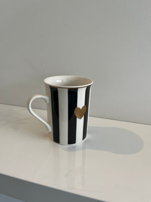 Gold Heart Striped Mug