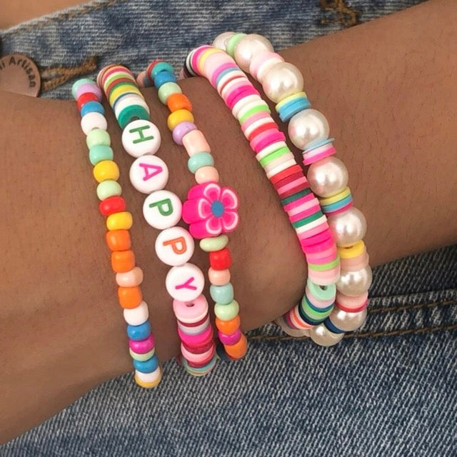 Beaded Bracelets Pink Set