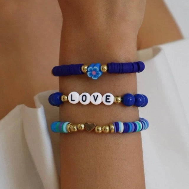 Beaded Bracelets Blue Set