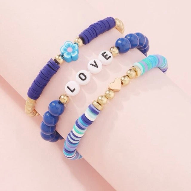 Beaded Bracelets Blue Set