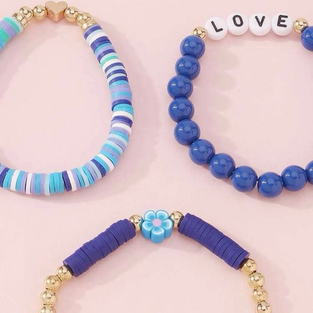 Beaded Bracelets Blue Set