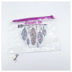 TRANSPARENT PURSE GIRL FASHION DREAM CATCHER ZIPPER BAG PVC LASER BAG - Purple