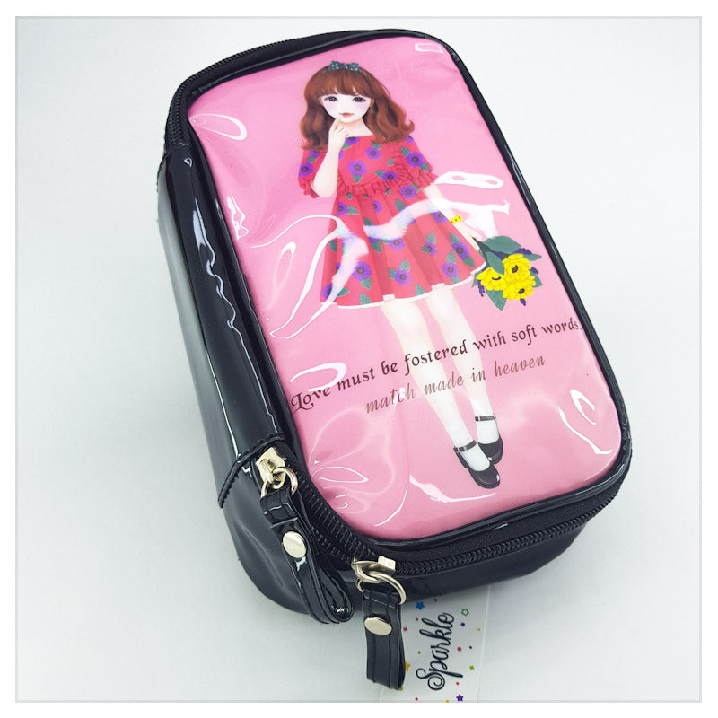 COSMETIC CASE DOLL STYLE MAKE UP STORAGE / BEACH BAG PURSE - S-00063