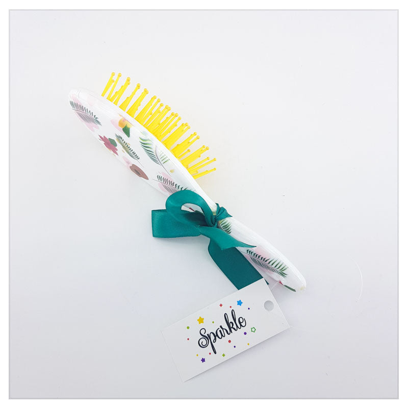 HAIR BRUSH LEAVE PATTERN GREEN - S-00066