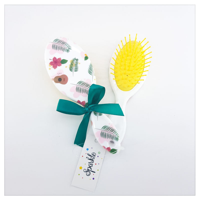 HAIR BRUSH LEAVE PATTERN GREEN - S-00066