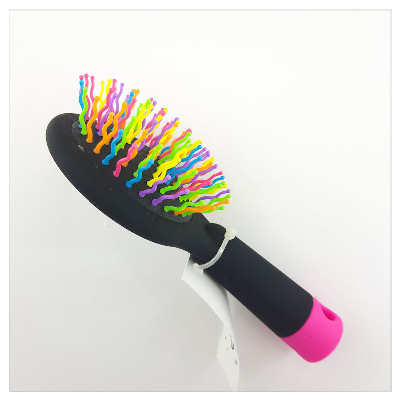 ANTI-STATIC BRUSH WITH MIRROR/ RAINBOW HEAD - S-00070