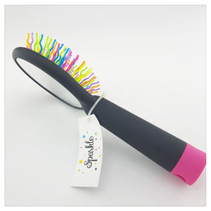 ANTI-STATIC BRUSH WITH MIRROR/ RAINBOW HEAD - S-00070