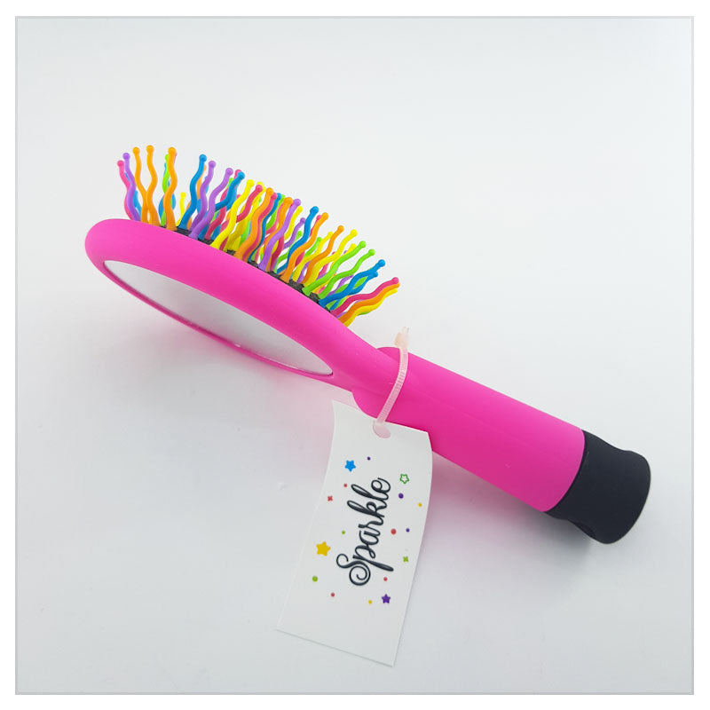 ANTI-STATIC BRUSH WITH MIRROR / RAINBOW - S-00071