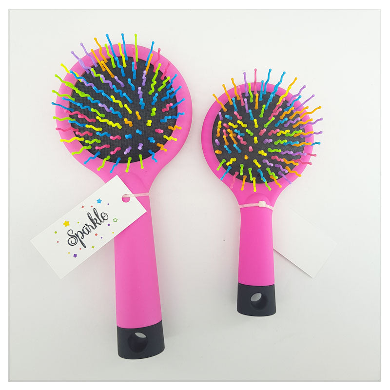 ANTI-STATIC BRUSH WITH MIRROR / RAINBOW - S-00071