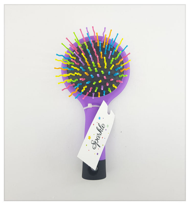 ANTI-STATIC BRUSH WITH MIRROR / RAINBOW - S-00072