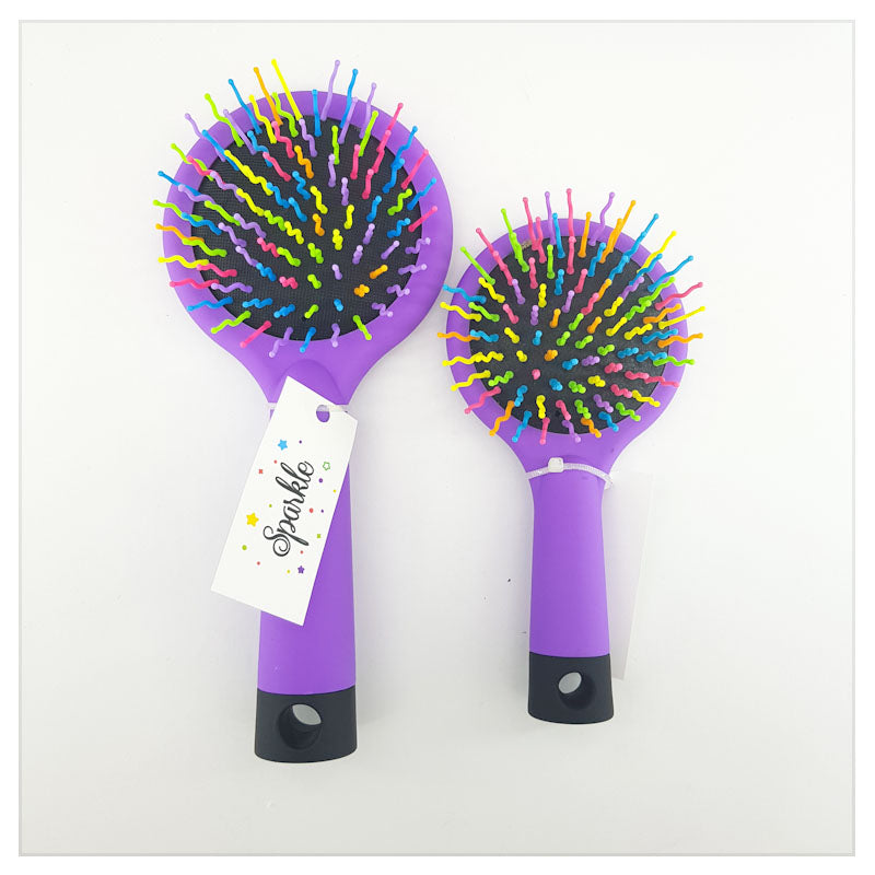 ANTI-STATIC BRUSH WITH MIRROR / RAINBOW - S-00072